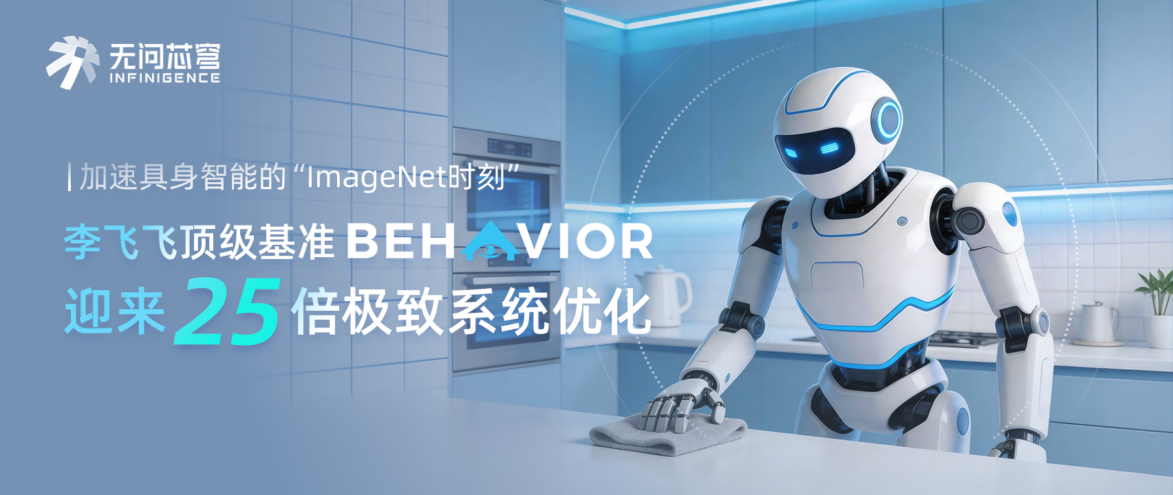 无问芯穹按下具身智能的“ImageNet时刻”加速键，为李飞飞顶级基准 BEHAVIOR 带来 25 倍极致系统优化